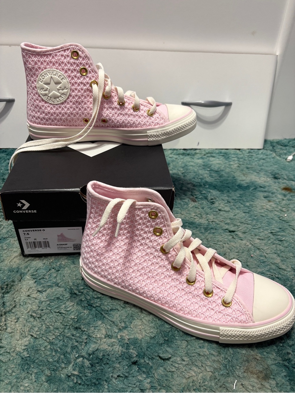 Converse High Top Sneaker - Light Pink with White Accents - Picture 9 of 12